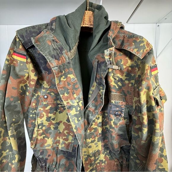 Vintage (1994) Hooded German Bundeswehr Flecktarn Camo Field Jacket Unisex XL - Picture 9 of 15